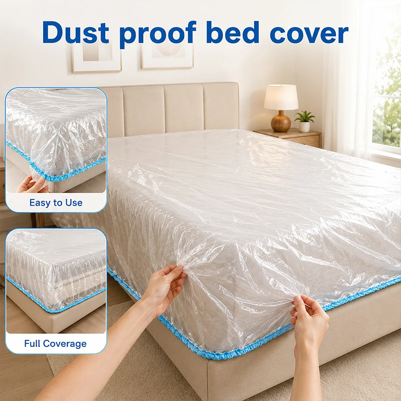 Disposable Elastic Dust Cover Extra Large Bed Sofa Furniture Protector Renovation Plastic Protective Sheet for Dorm Moving