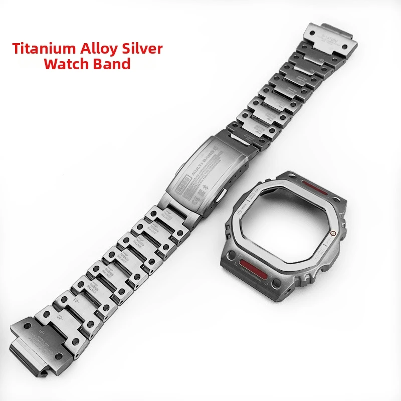 DW5600 5610 Mech Style Titanium Modified metal set men Watch strap case For Casio GW-M5610 DW-5600 GW-5000 stainless steel bezel