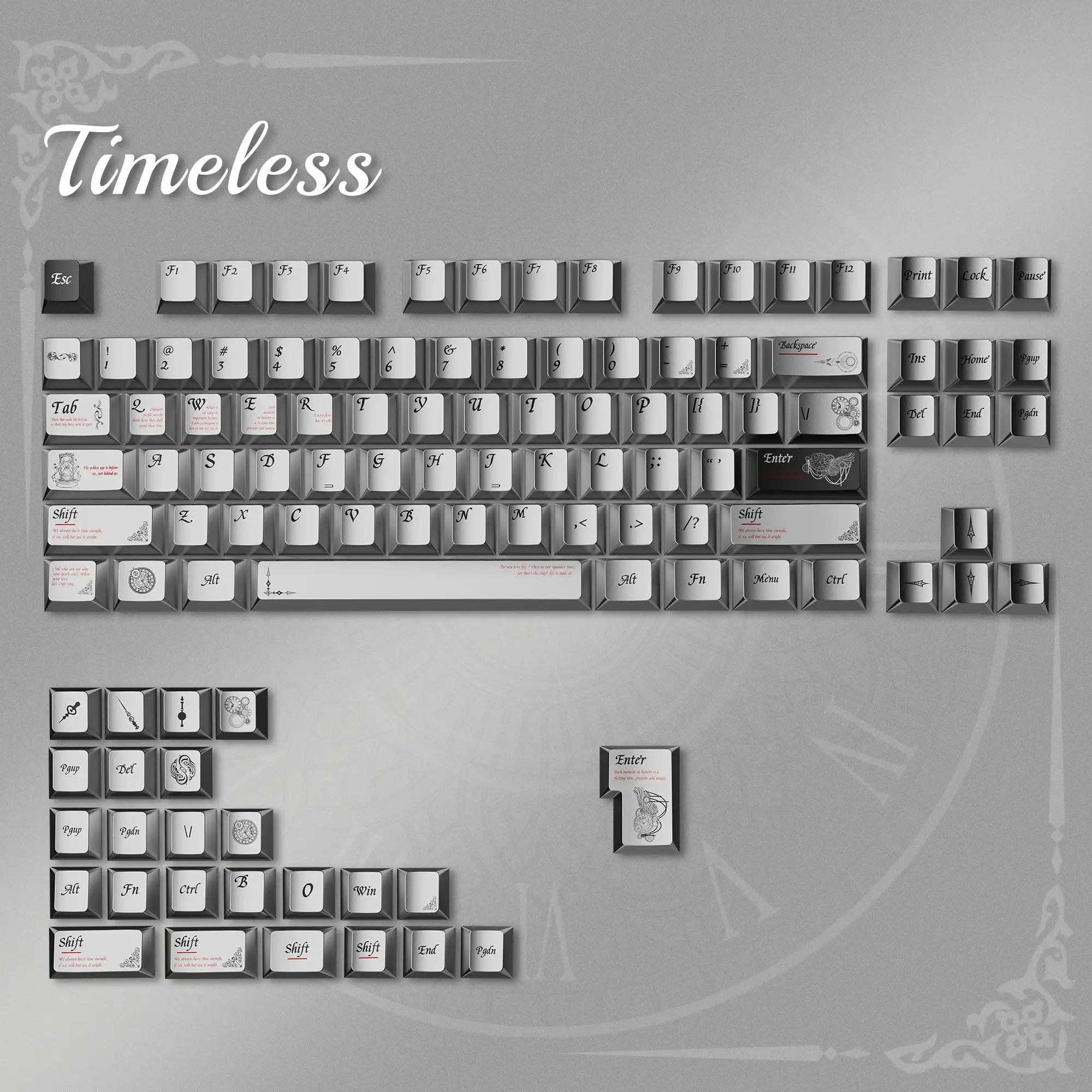 Womier Timeless 112-Key 5 Sides Dye Sub PBT Keycaps طلاء معدني أغطية مفاتيح الكرز الشخصي لمفاتيح MX لوحة المفاتيح الميكانيكية
