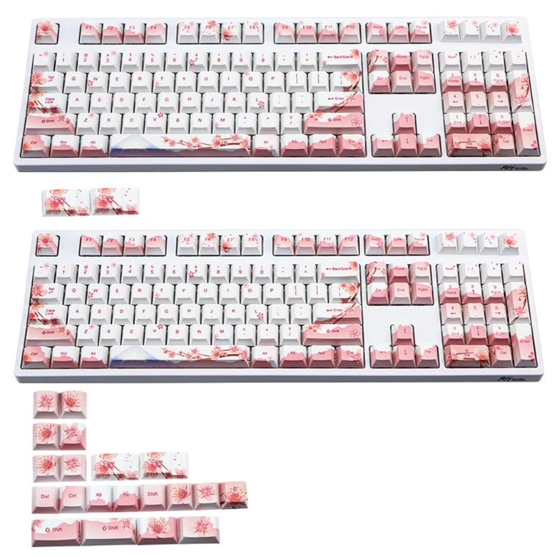 

DN59 110 128 Keys Cherry Profile PBT Keycaps Full Set Mechanical Keyboard Keycaps PBT Dye-Sublimation Cherry Blossom Keycaps