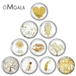 Golden Heart Star Lips Life Of Tree Pattern 12mm/18mm/20mm/25mm Round photo glass cabochon demo flat back Making findings