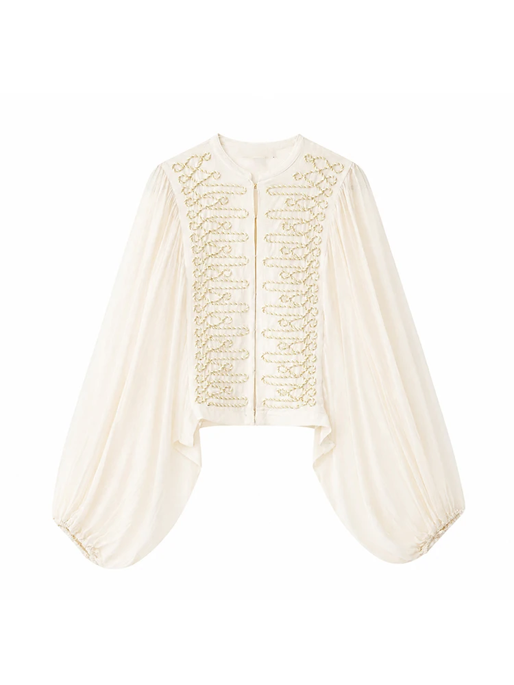 TFMLN Autumn Women White Shirt Top Fashion Vintage Lantern Long Sleeves Elegant Office Ladies Blouses Chic Female Shirt