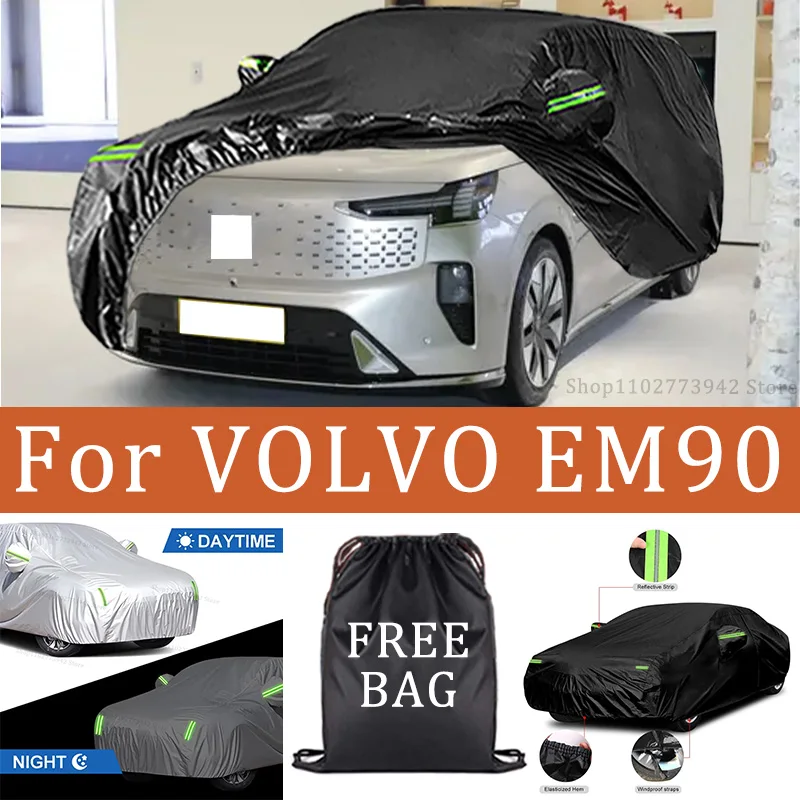 

Car Cover For VOLVO EM90 Full Exterior Black Silvery-Auto Cover Sunshade Dustproof Waterproof Reflective strips cars accessories