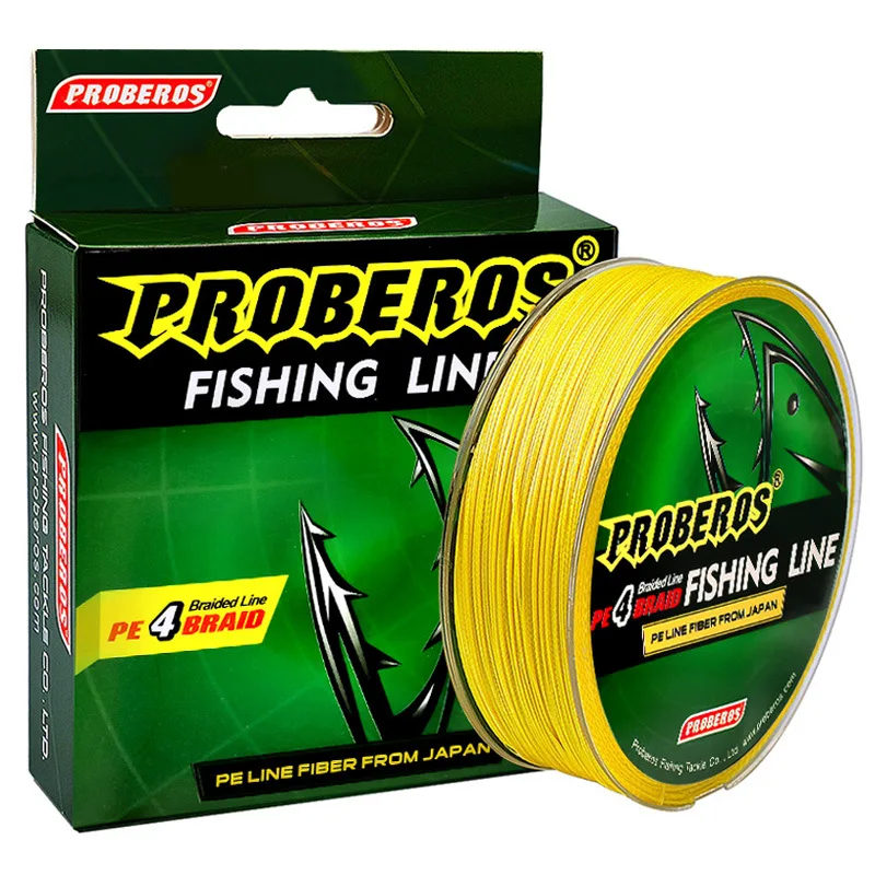 Línea de pesca trenzada de PE de 100M y 4 hebras 0 4 # -10 #   Etiqueta Verde Resistente a la abrasión