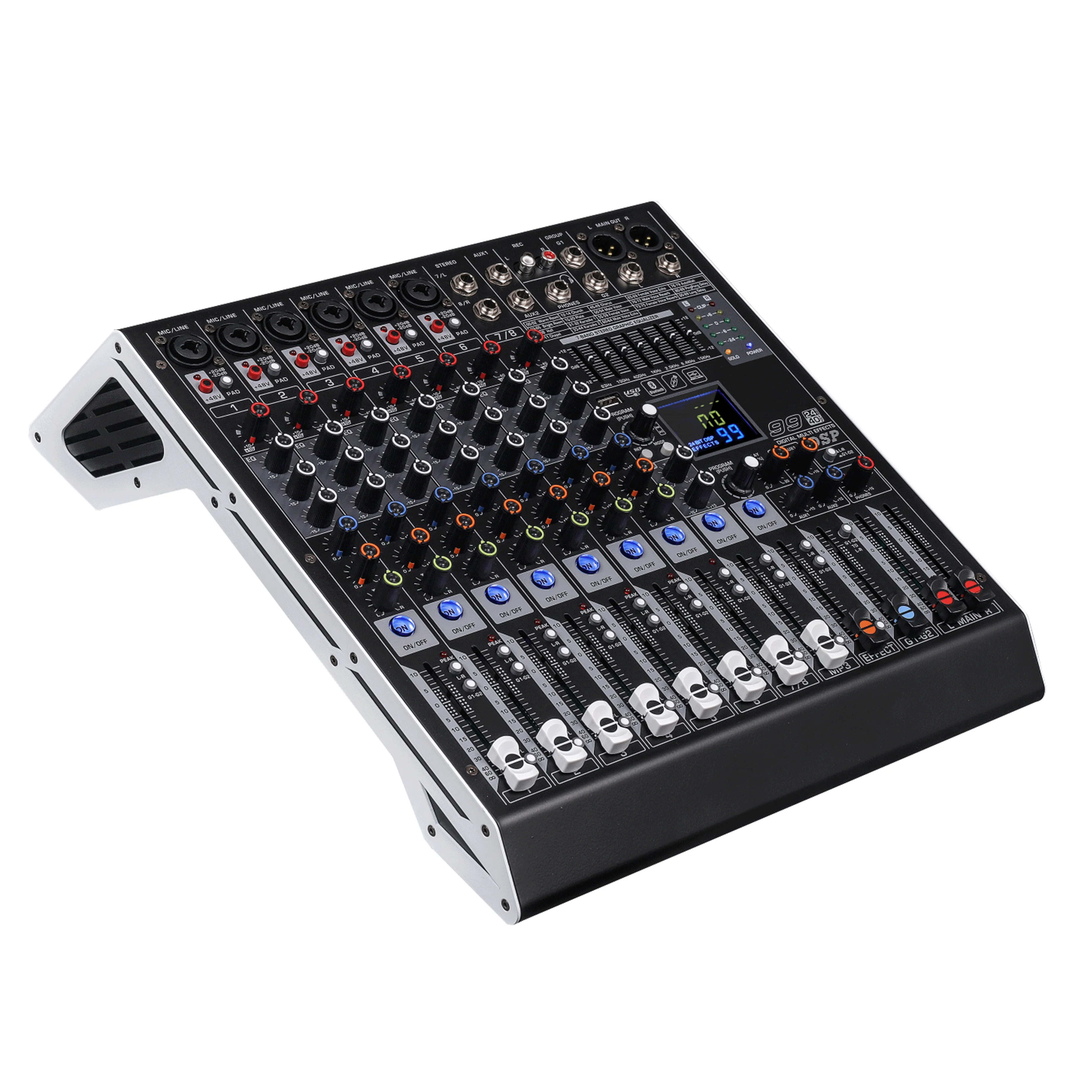 Effects for Live Band Professional DX-8 Audio Mixer 8 Channel with 6 XLR Input, 2 Group 99 DSP