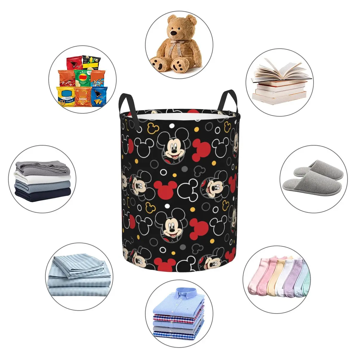 Disney Mickey Mouse Minnie Kids Toys Storage Basket for Play Room Decor Gift Laundry Hamper Baskets