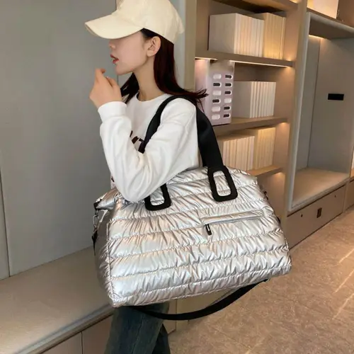 Imagen 2 del producto Bolso de mano multiusos para viaje, bolsa de mano plegable, impermeable, de gran capacidad, para gimnasio, con asa