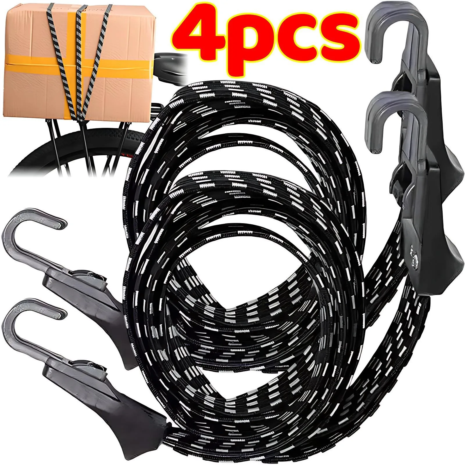Cuerda elástica para Bikepacking, correa de amarre elástica para equipaje de motocicleta con ganchos, estante para bicicleta, envoltura de equipo, cuerda de amarre de carga para acampar