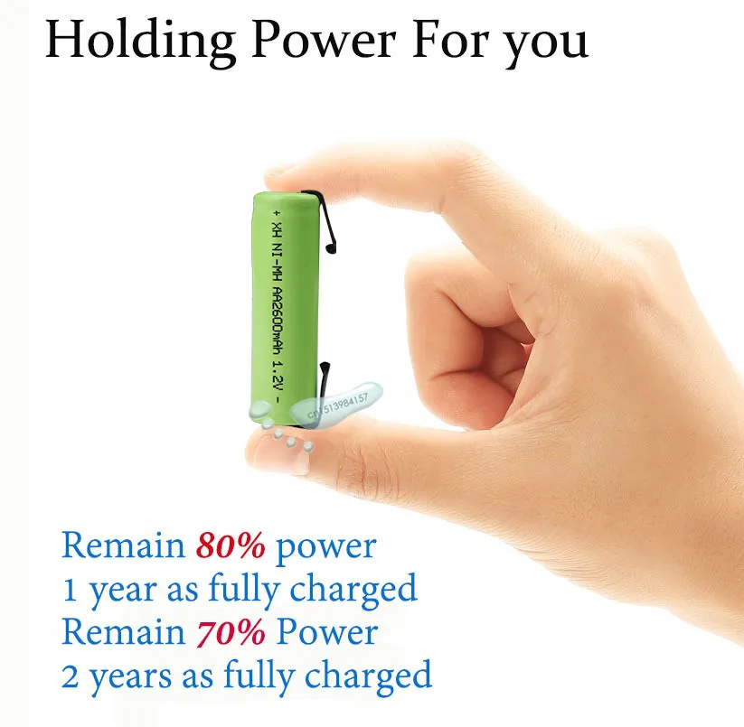 Kpay-batería recargable de 1,2 V AA Ni-Mh, 2600mah, celda nimh, carcasa verde con pestañas de soldadura, Afeitadora eléctrica, afeitadora, cepillo de dientes