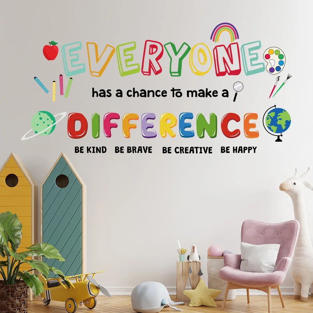 Creative Inspirational slogan sticker for kids room school decoration self adhesive wall decal