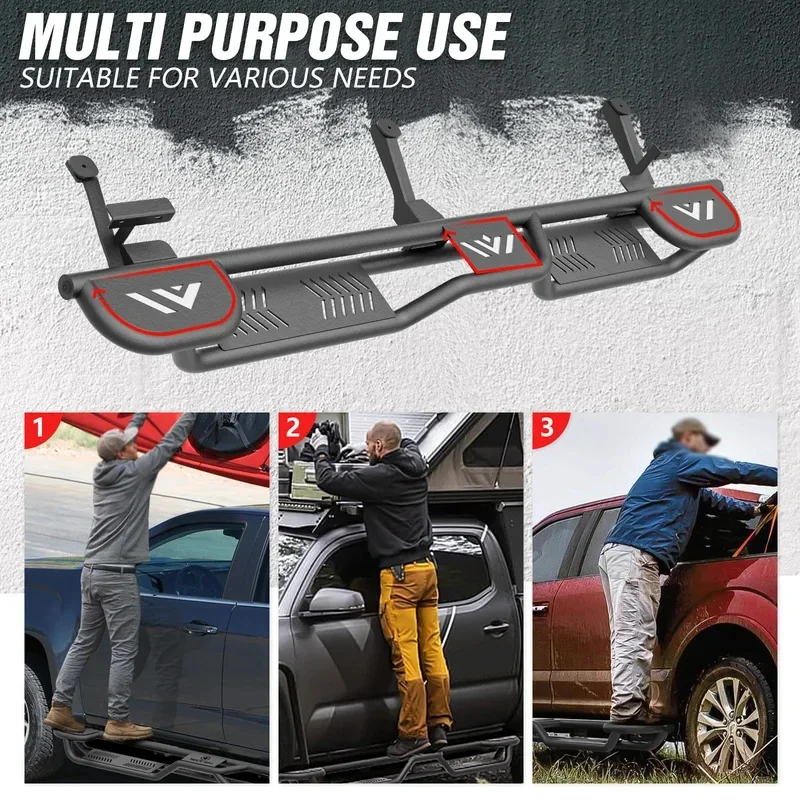 Three Raised Steps Running Boards for 2002-2008  Ram 1500 Quad Cab, 2003-2009 Ram 2500 3500 Double/Extended Cab