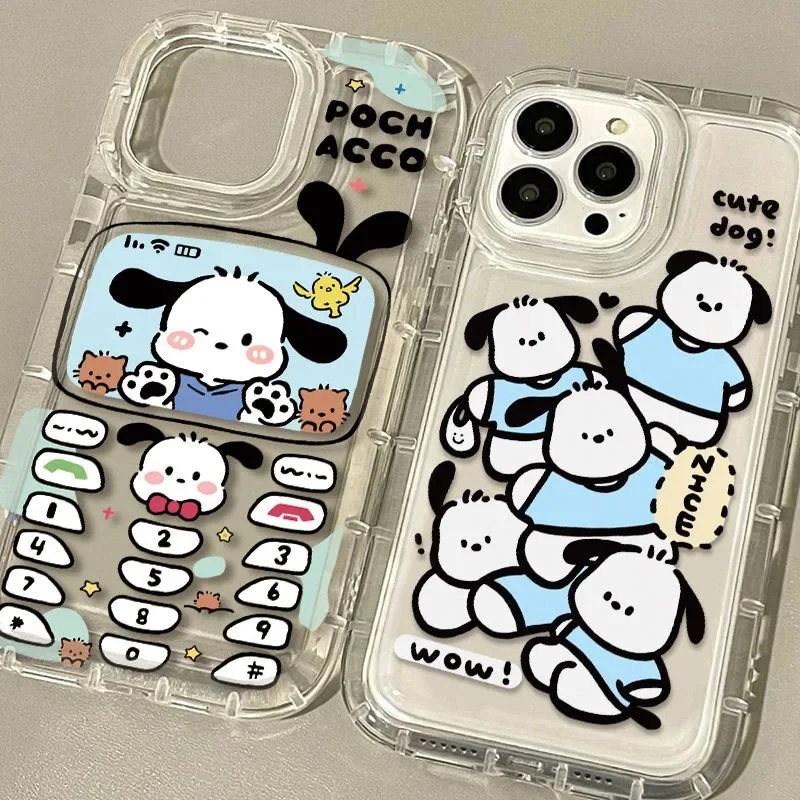 Cute Cartoon Pochacco Case for iPhone 15 14 13 12 11 Pro Max XR XS X 8 7 6 6S Plus SE 2020 Shockproof Transparent Back Cover