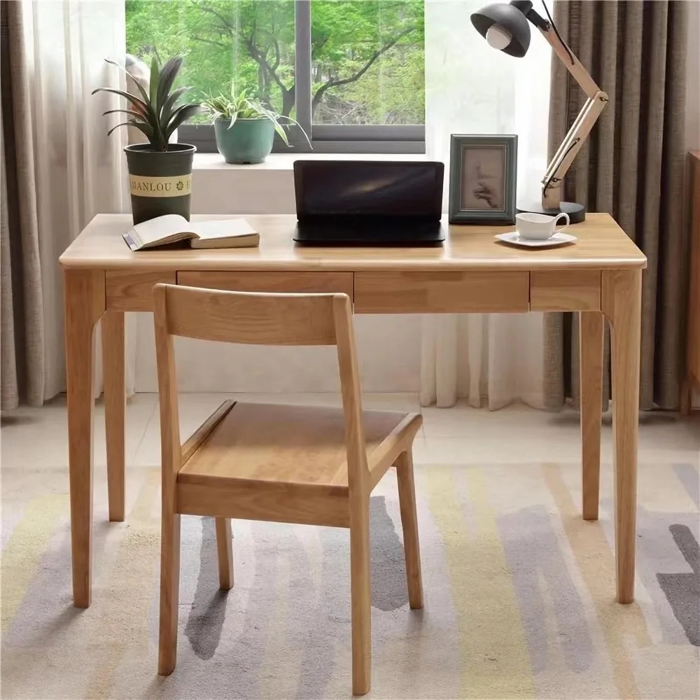 Compact Solid Wood Desk with Storage for Small Spaces, Ideal for Gaming, Studying, and Home Office Use