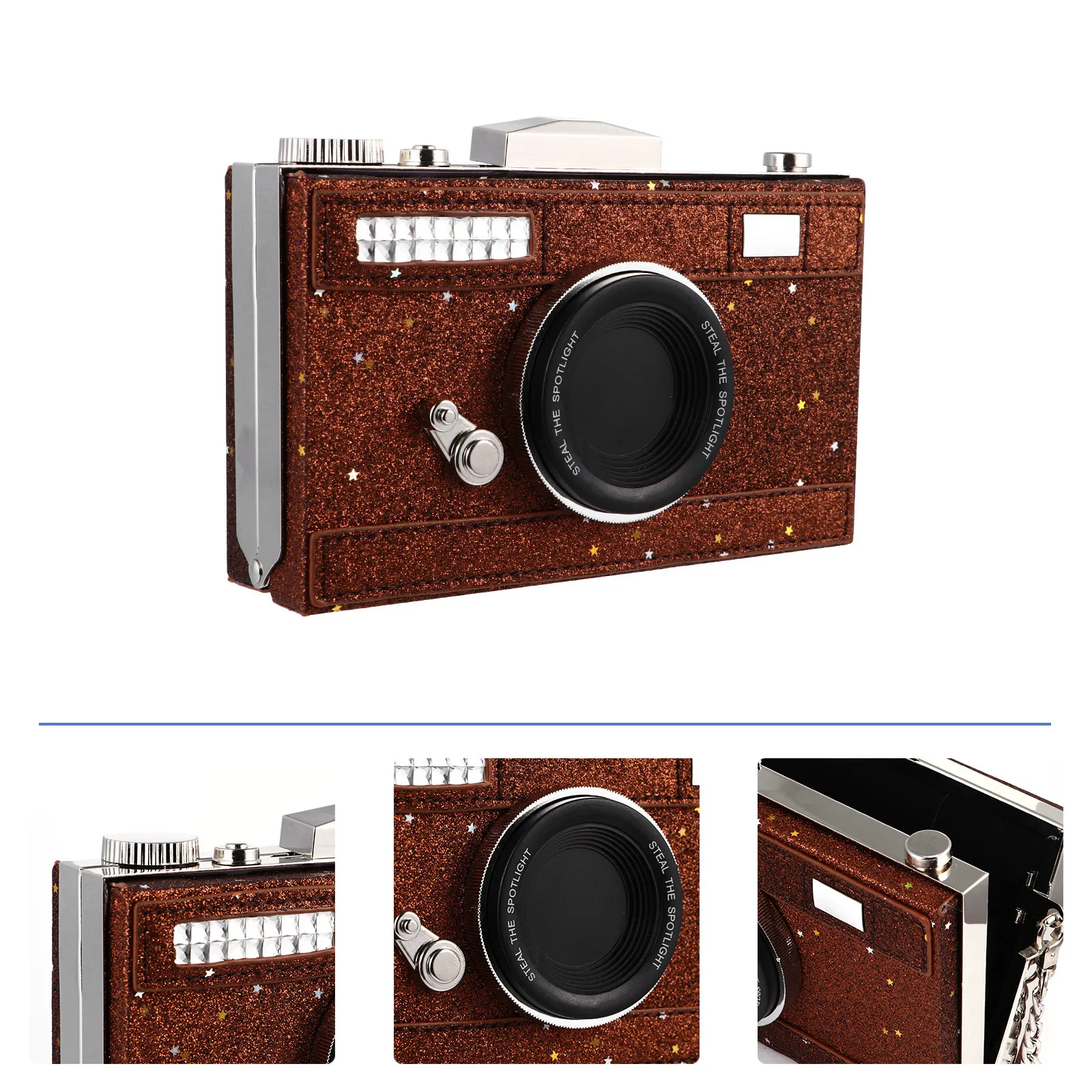 1Pcs Camera Shape Bag Stylish Durable PU Material Crossbody Shoulder Bag Office School Shopping Gift Straps Bags