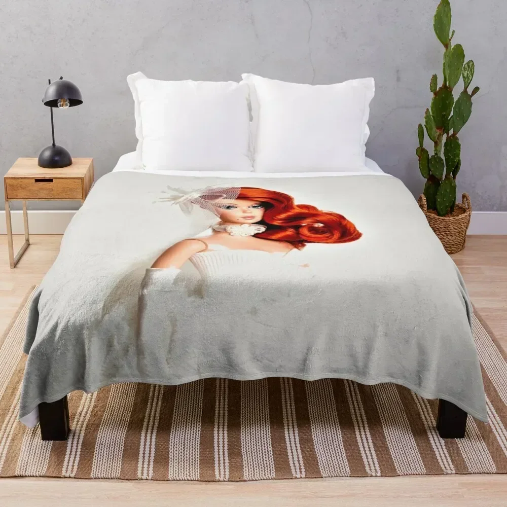 

red head cosplay vintage retro doll wedding gown printkwai doll print mask print poster Throw Blanket Giant Sofa Hair Blankets