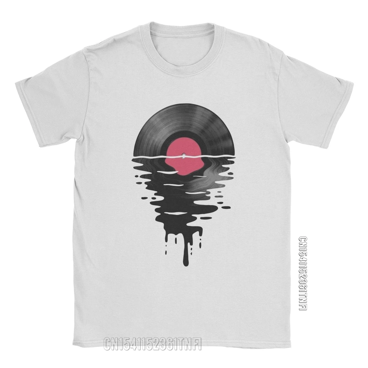 Casual Vinyl LP Music Record Sunset T-Shirt For Men Crew Neck Cotton T Shirt Water 80s Classic Tees Gift Idea Clothes