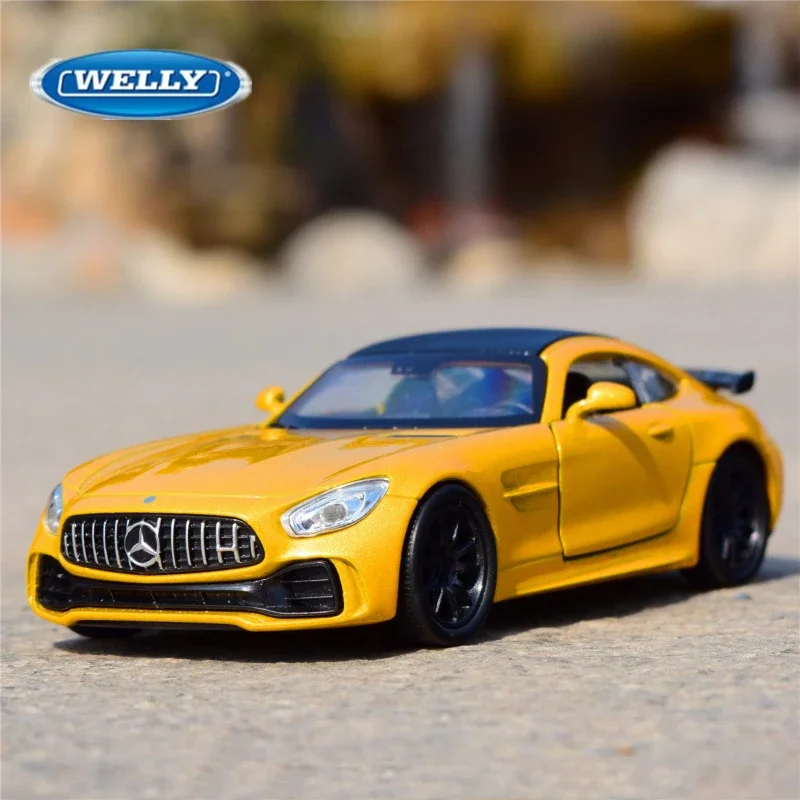 WELLY-coche deportivo de aleación de simulación, modelo de coche de juguete de Metal fundido a presión, colección de modelos de coche, regalo de cumpleaños BD18, 1:36, mercedes-benz AMG GT R