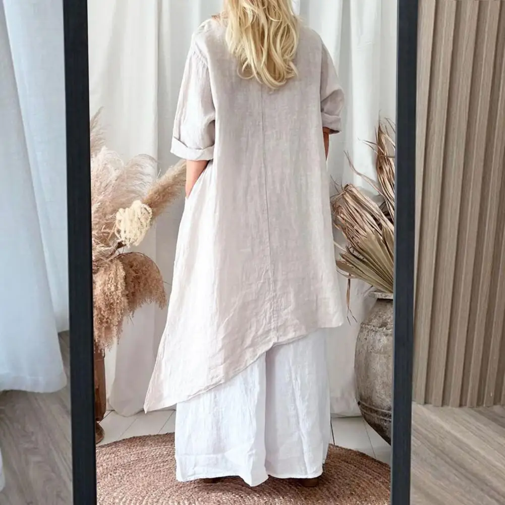 

Long-sleeved Dress Stylish Irregular Hem Maxi Dress Trendy Fall Summer Women's Patchwork Design with Color Matching for Casual