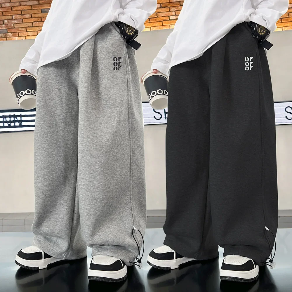 Boys Spring Autumn Loose-fit Bell Bottom Casual Pants New 2024 Collection Trendy Cross-border Trousers For Big Kids