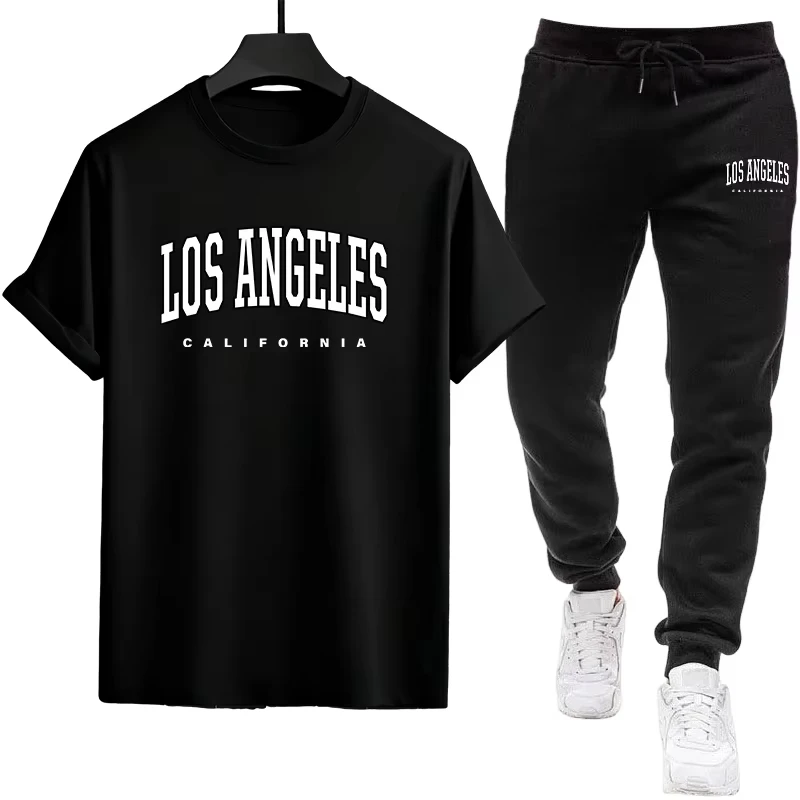 

Mens T-shirt Tracksuit Print Casual Short Sleeve Sports Jogging Man Clothing Single Piece T-shirt Pants Spring Summer Streetwear