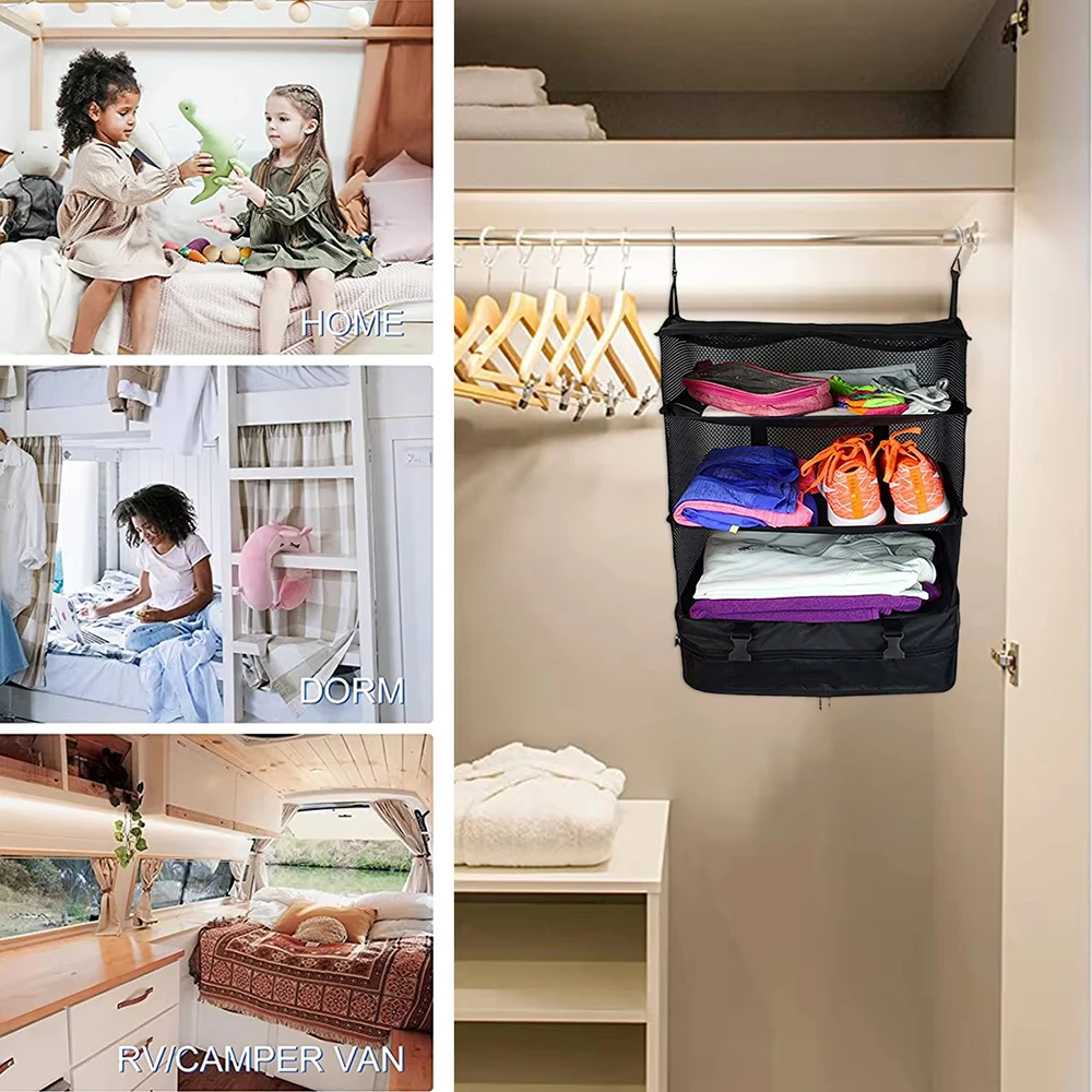 3-Layer Foldable Hanging Travel Organizer – Multi-Functional