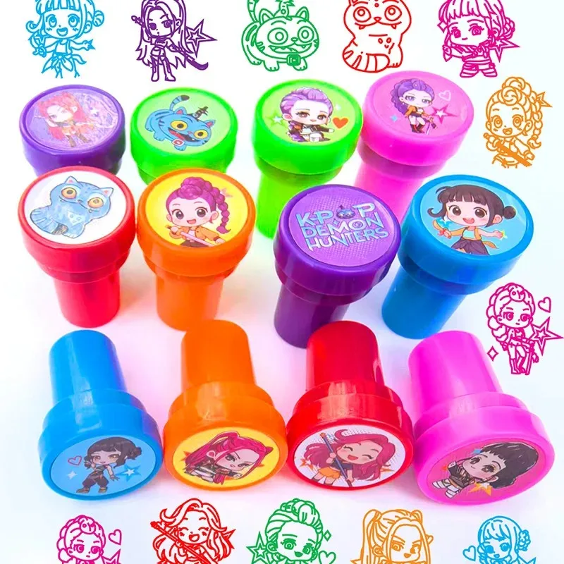 12PCS The Hunter Girl Group Anime Kids Stamp Set Birthday Party Favors DIY Painting Teaching Tool Photo Album Decorations Party - view 2