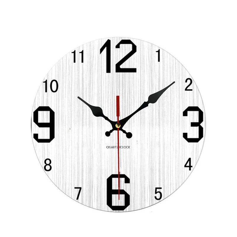30CM Silent Wall Clock,Vintage Pattern Wooden Cardboard Wall Clock, European Retro Clock for Chic Home Office Cafe Decor