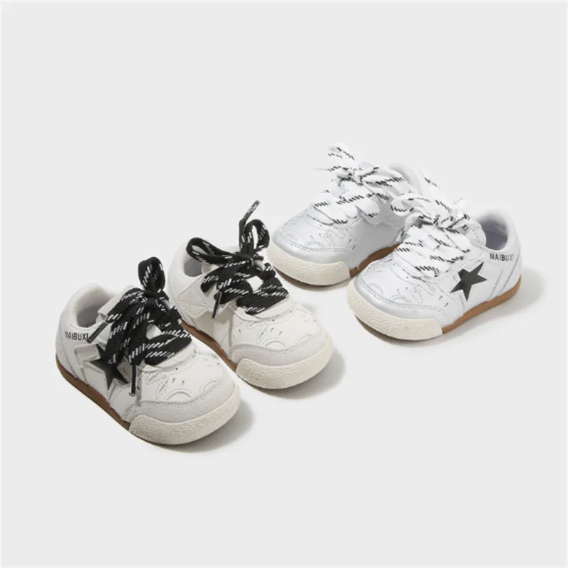 2026 New Spring Baby Shoes Leather Star Toddler Boys Sneakers Soft Sole Fashion little Kids Girls Shoes EU16-25
