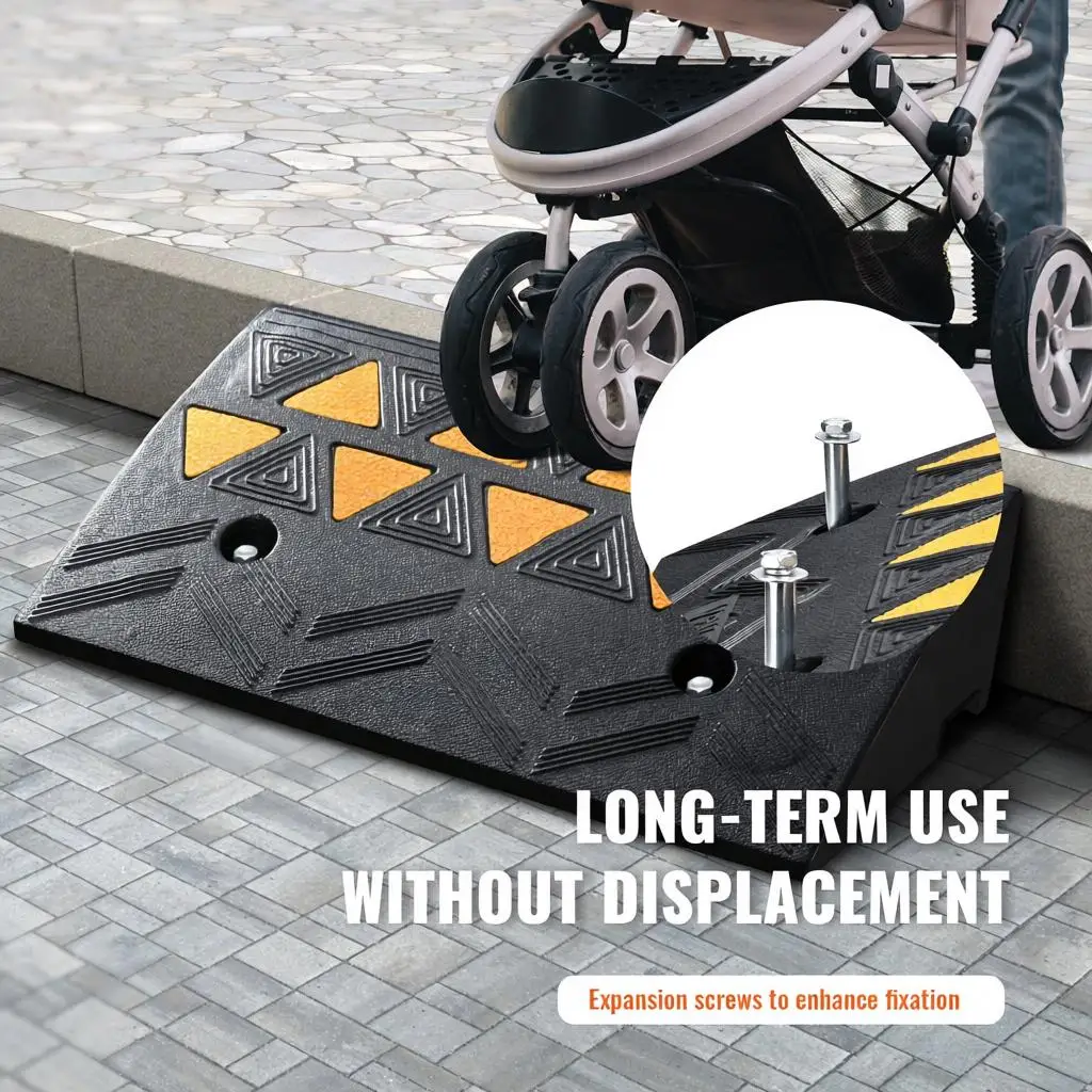 

Rubber Curb Ramp 4.25" Rise Height Sidewalk Curb Ramp, 11.8" Width 19.7" Length Driveway Ramp for Curb, 15T Heavy Duty Rubber