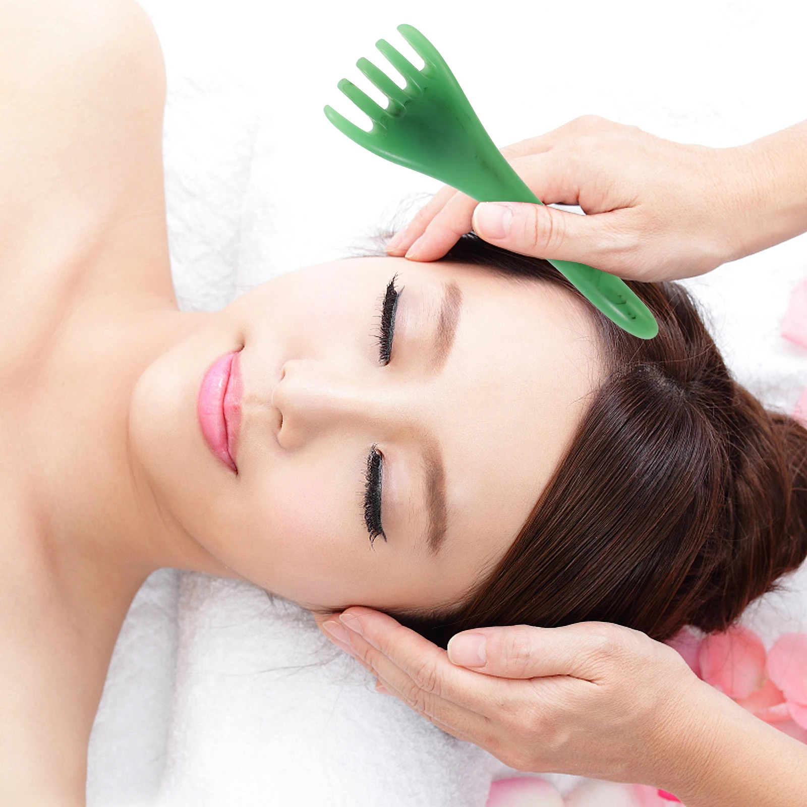 

2 Pcs Head Therapy Comb Massage Claw Hair Scalp Massager Jade Massaging Fluid Plus Gua Guasha for Scratcher Tool