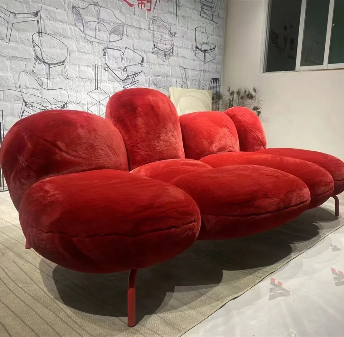 Powder Puff Plush Sofa Xiaohongshu Internet Celebrity High-Grade Artistic Aesthetic Creative Custom Sofa image 4