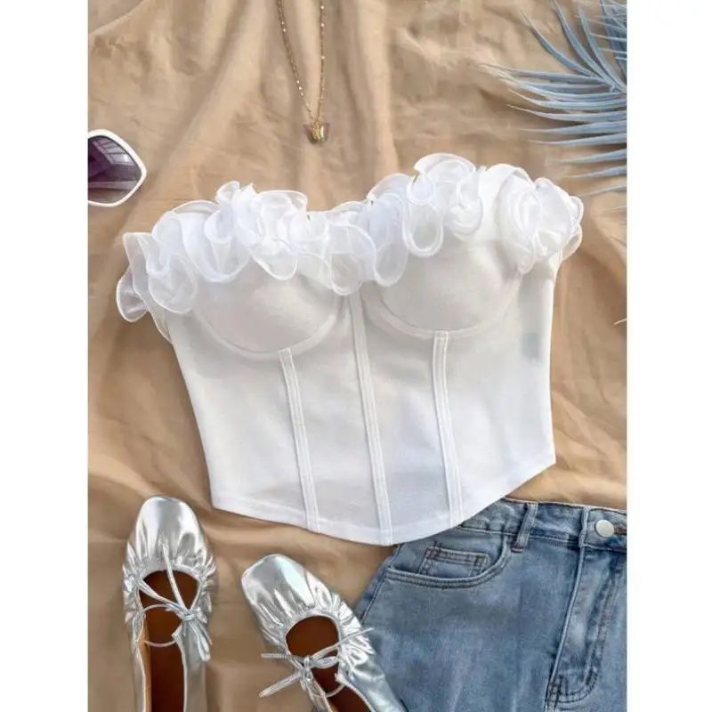 قميص علوي مثير مناسب Svel 9059 مع حواف من الدانتيل بدون حزام من جلد البولي يوريثان، خصر محرك irt للنساء بياقة Inn...