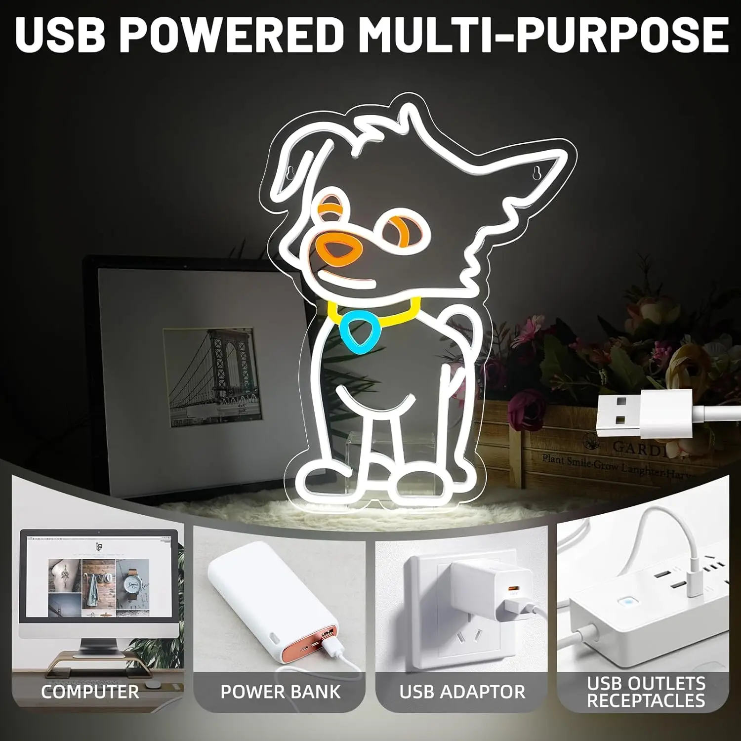 Dog Neon Sign USB Powered LED Dimmable LED Neon Light for Bedroom Club Livingroom Man Cave Party Shop Decor Personzalized Gift