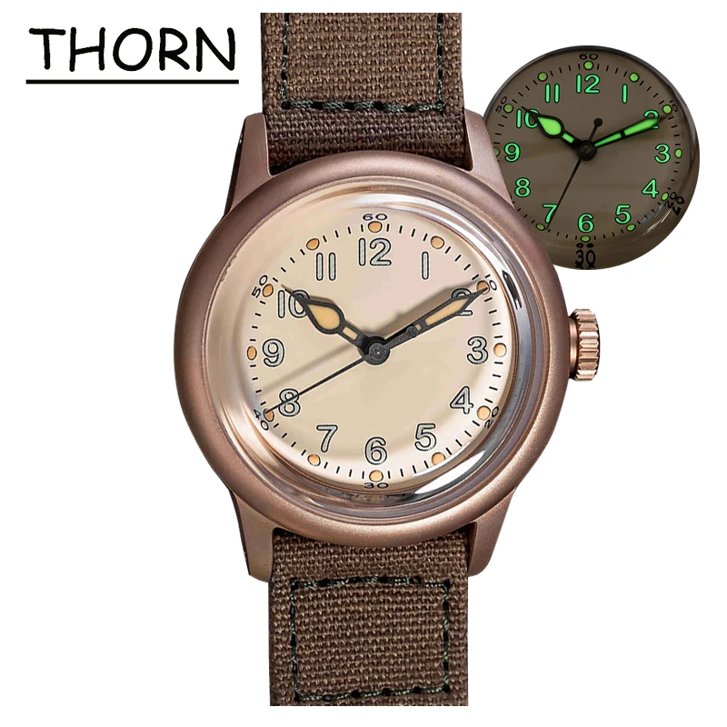 

THORN Military A11 Bronze Watch CuSn8 NH35 Automatic Sapphire Crystal C3 Luminous 150M Waterproof CuSn8 36mm Retro Homage Watch