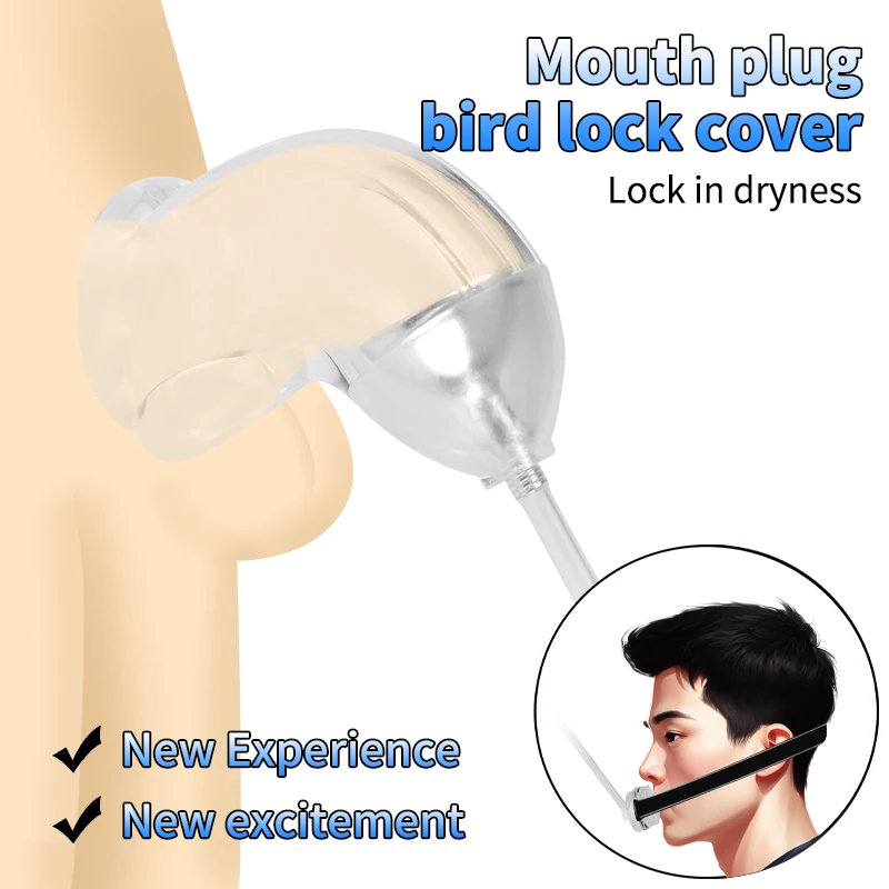 Sexual urethral Penis lock Male Chastity CockCage Catheters Piss Urinal Flow Into Bdsm Mouth plug Gag Fetish Sex For Men Couple