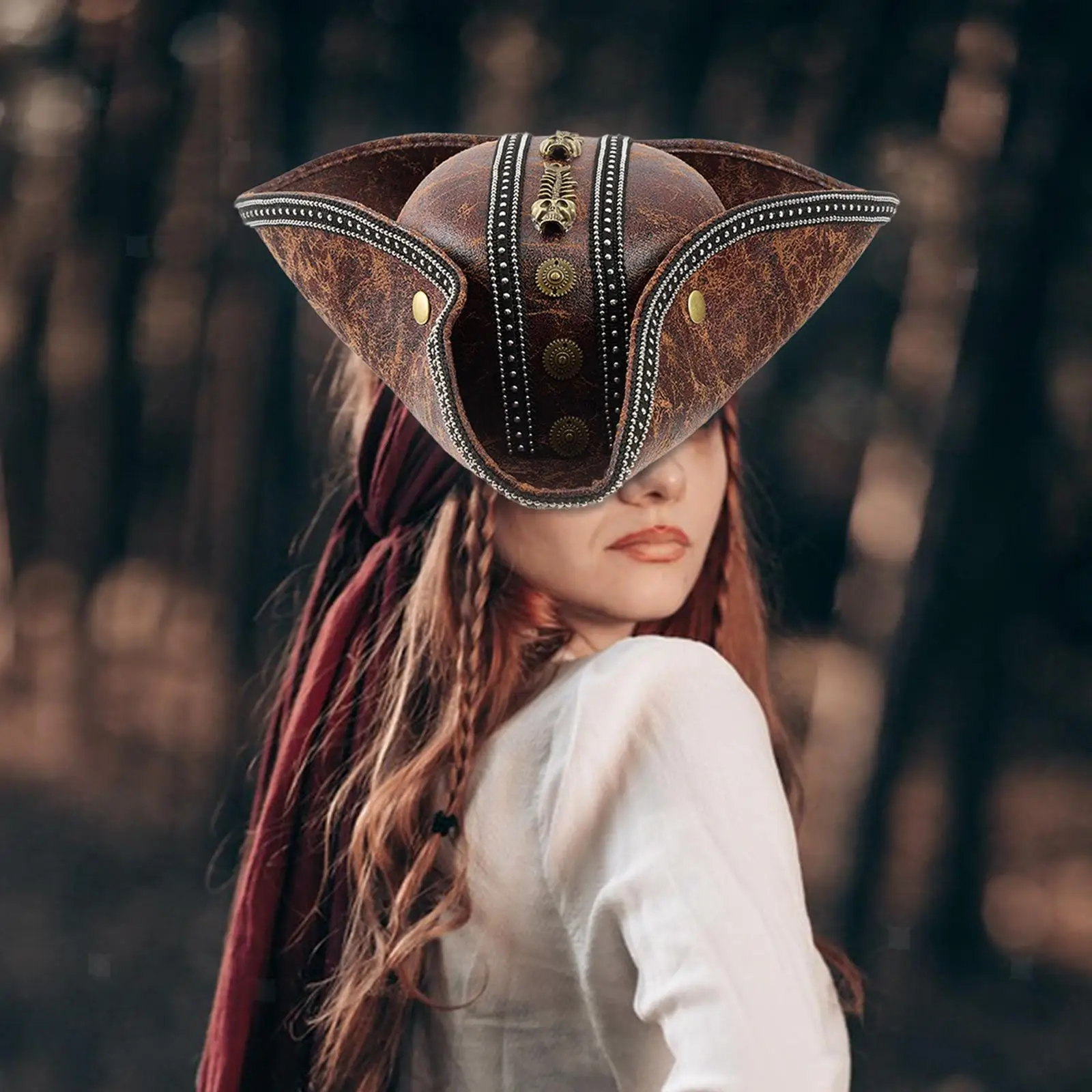 

Headband Distressed Leather Buccaneers Cap Tricorn Hat 18th Century Pirate Hat For Pirate Gatherings Adventure Games Halloween