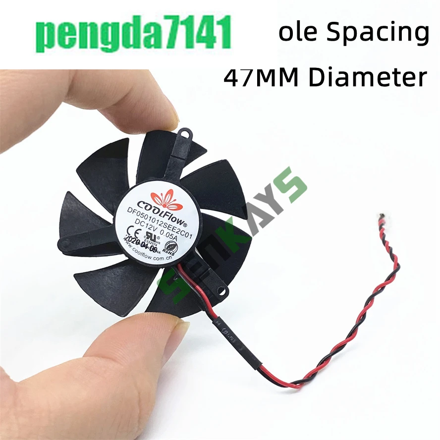 Aspa de ventilador VGA ultrasilenciosa, alta calidad, 45MM, 47MM de diámetro, 39mm, espaciado de agujeros, 12V, 2 pines