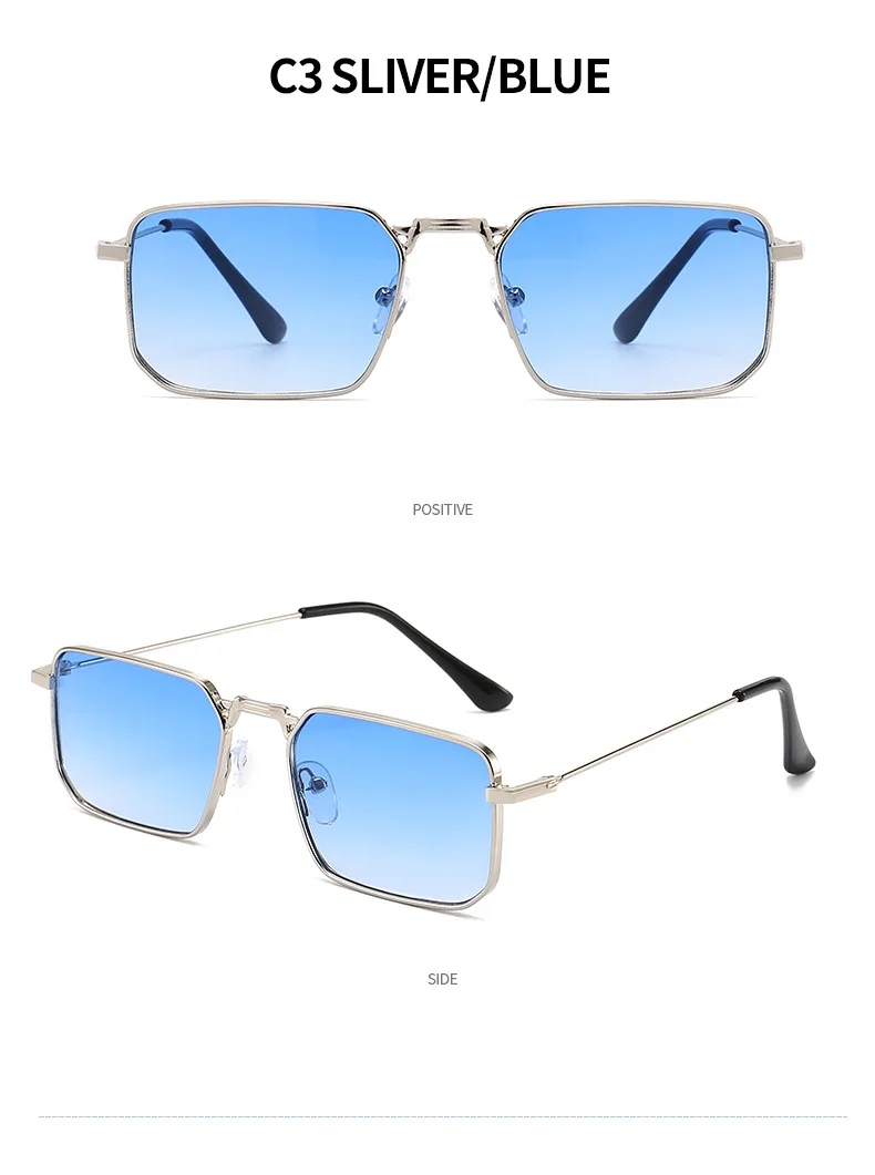 Hohe Qualität Rechteck Sonnenbrille Frauen Metall Rahmen Gläser Vintage Marke Quadrat Sonnenbrille für Männer Shades Weibliche Brillen – Detail 11