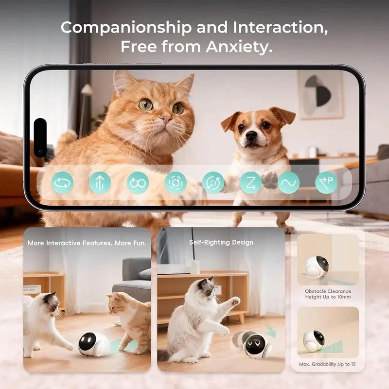 Movable Indoor Pet Robot Camera with Auto‑Recharge Dock, Smart App Control, 2‑Way Audio & IR Night Vision, Mobile Home Surveilla view 2