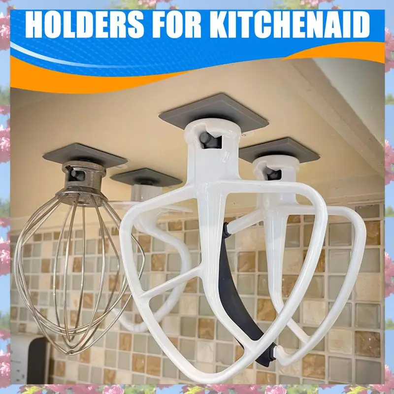 

T83C-Stand Mixer Attachment Holders, 4 Pack Food Mixer Accessories Hooks For Kitchenaid All Stand Mixer Attachment