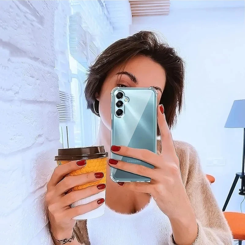 For Samsung Galaxy S25 S24 S23 S21 FE S22 Plus Note 20 Ultra Transparent Back Cover Luxury Shockproof Silicone Clear Soft Case