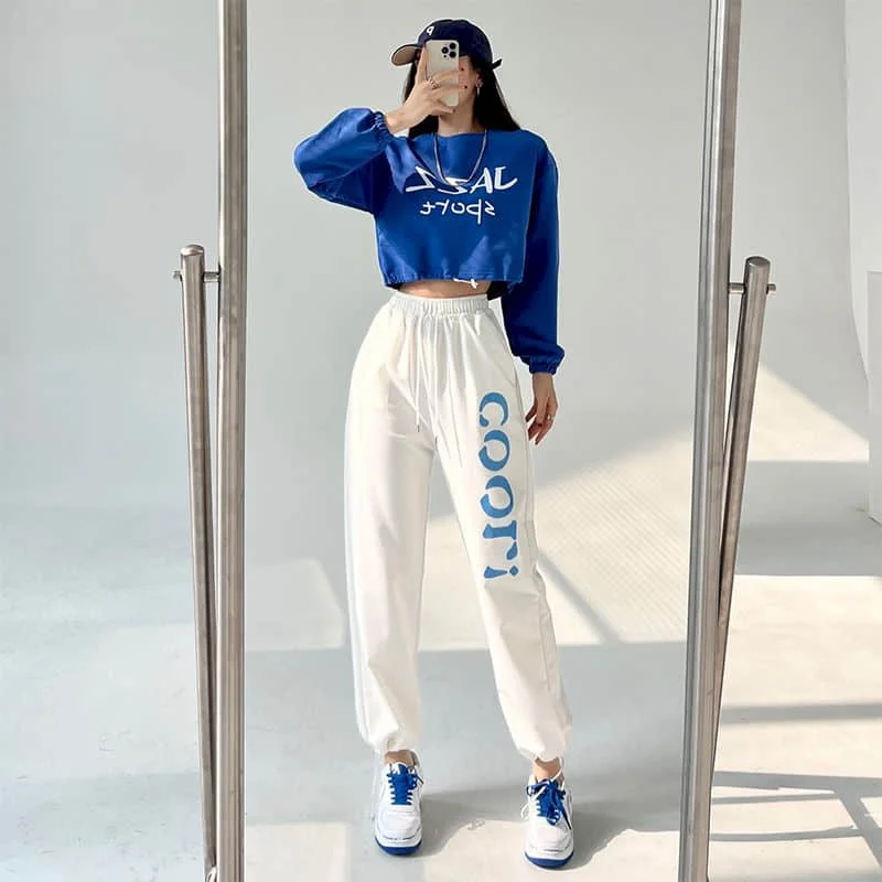 Sporty Women's Tracksuits Pants Sets Jazz Long SleeveT-shirt Korean Fashion Casual Sweat Pants Loose Running Workout Clothes