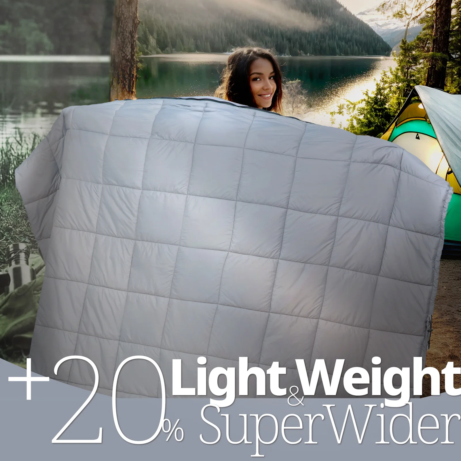 大人用キャンプダウン寝袋ブランケット210x140cm、冬キャンプ旅行家庭用超軽量暖かいブランケット、L353