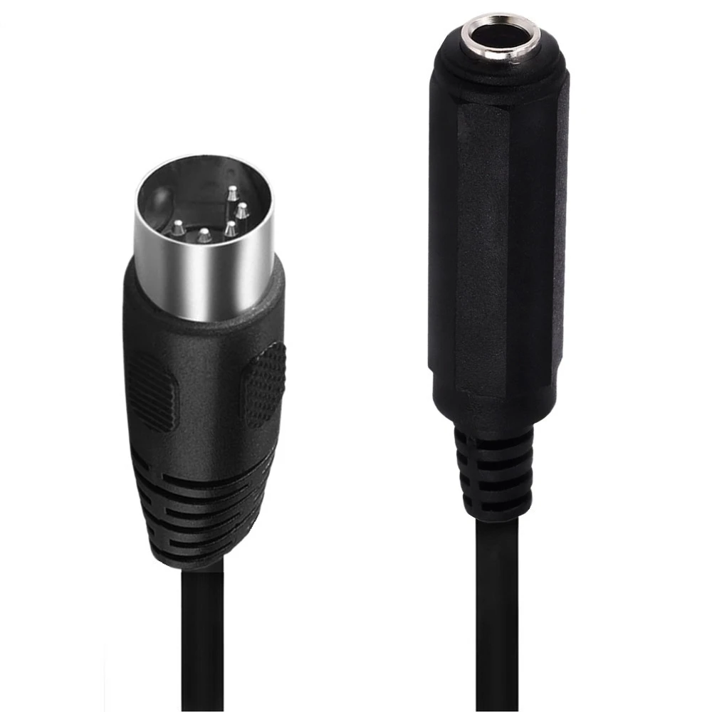 0.3/1m 90 Degree Angle 1/2 MIDI 5Pin Revolution 2 * 6.35mm Female Audio Output DIN5 Core Connecting Cable for Microphone Speaker