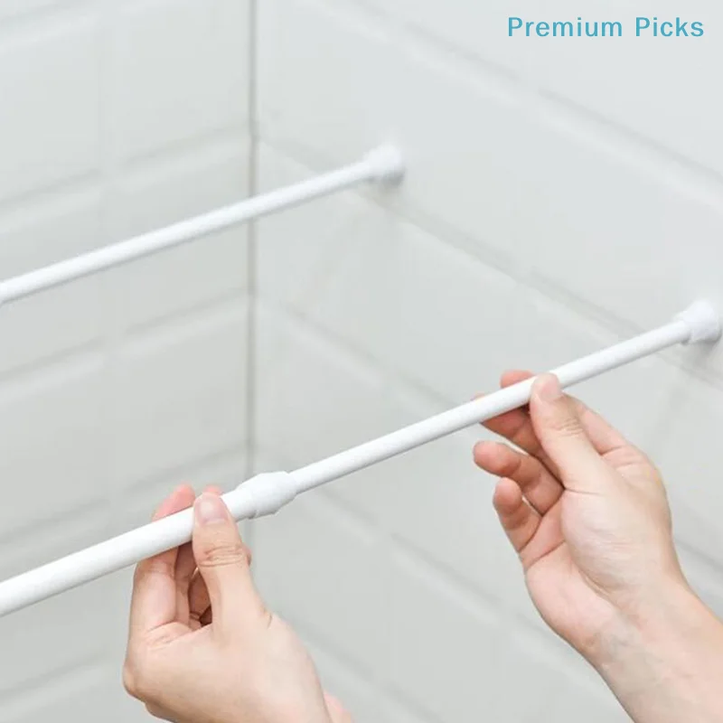 Tringle à rideaux télescopique réglable de 30 à 90 cm, à ressort, extensible, pour salle de bain, douche, sans perçage, tringle de suspension.