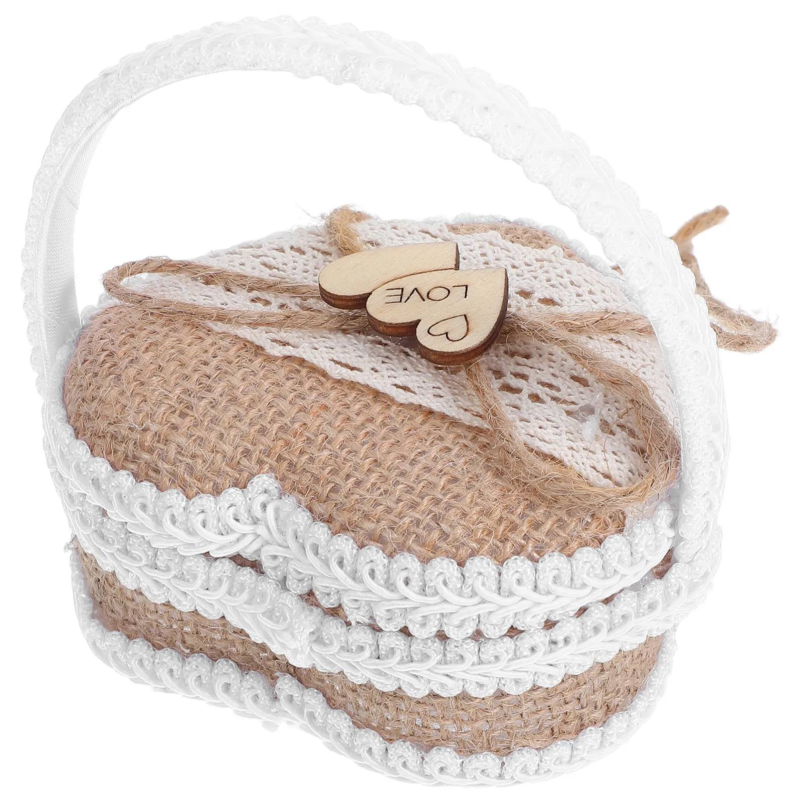 Handmade Jute Ring Box Rustic Western Wedding Bearer Ceremony Pillow Ring Holder Wedding Decoration Jewelry Box