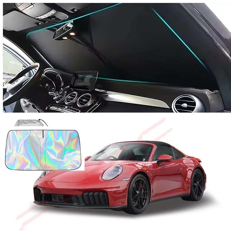 

For Porsche 911 Targa 4 GTS 2022-2026 Car Windshield Sunshade Cover Front Window Sun Shade Visor Auto Interior UV Protection
