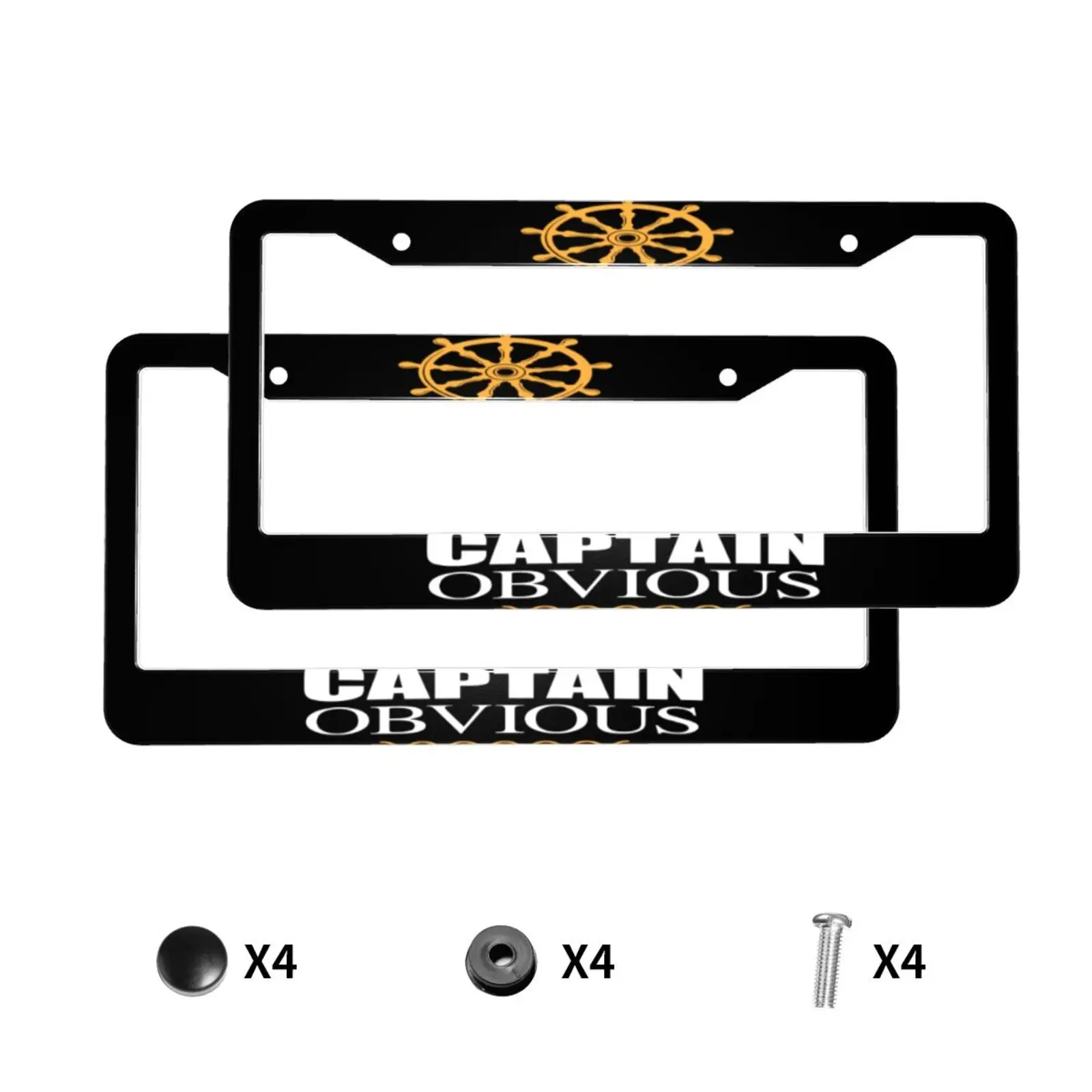 Captain Ovious Print License Plate Holder Colorful Stainless Steel Car Accessory Funny License Plate Decoration with Screws