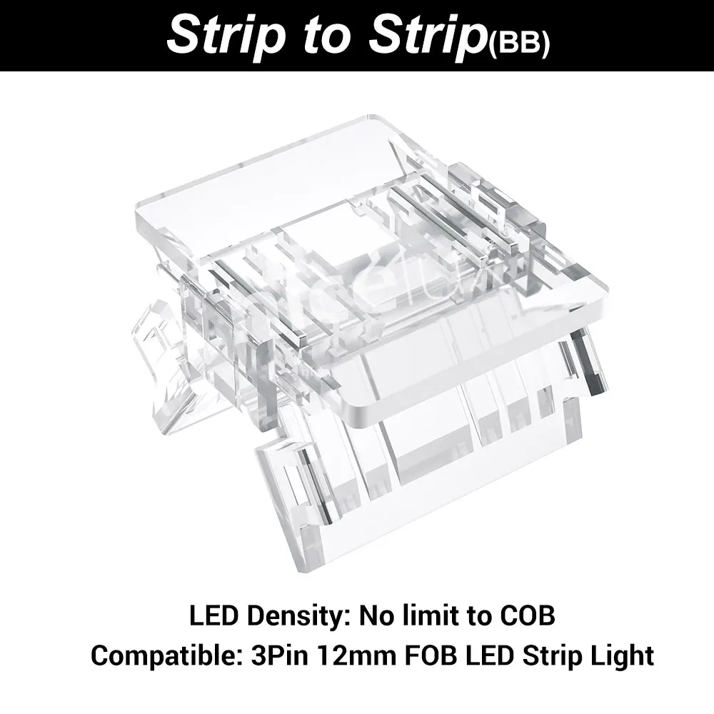 3 Pin Fcob Connector 12mm Strip To Wire Led Tape Connector Ip20 Cct Led Cob Corner Installation Non Destructive Connectors 3-Pin