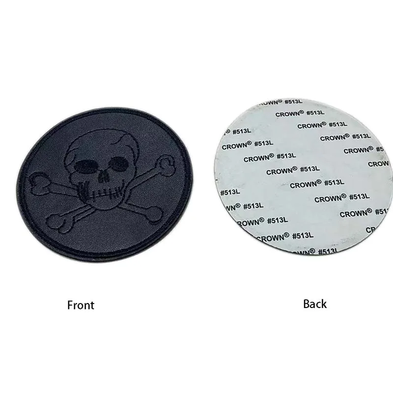 Black Leather Badges Stick On Patch Applique Repair Sticker,Skull,Letters Embroidery Self adhesive Patches For Clothing,Jacket